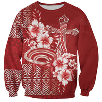 Tonga Ngatu Kupesi Royal Red Sweatshirt Koe Otua Mo Tonga Ko Hoku Tofia LT7 Unisex Red - Polynesian Pride