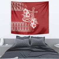 Tonga Ngatu Kupesi Royal Red Tapestry Koe Otua Mo Tonga Ko Hoku Tofia LT7 - Polynesian Pride