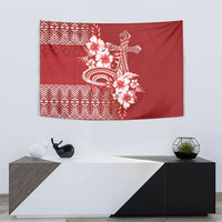 Tonga Ngatu Kupesi Royal Red Tapestry Koe Otua Mo Tonga Ko Hoku Tofia LT7 - Polynesian Pride