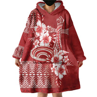 Tonga Ngatu Kupesi Royal Red Wearable Blanket Hoodie Koe Otua Mo Tonga Ko Hoku Tofia LT7 - Polynesian Pride