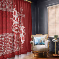 Tonga Ngatu Kupesi Royal Red Window Curtain Koe Otua Mo Tonga Ko Hoku Tofia