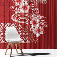 Tonga Ngatu Kupesi Royal Red Window Curtain Koe Otua Mo Tonga Ko Hoku Tofia