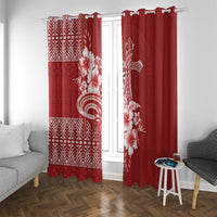 Tonga Ngatu Kupesi Royal Red Window Curtain Koe Otua Mo Tonga Ko Hoku Tofia