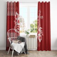 Tonga Ngatu Kupesi Royal Red Window Curtain Koe Otua Mo Tonga Ko Hoku Tofia