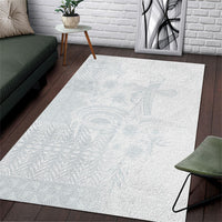 Tonga Ngatu Kupesi White Sunday Fakame Area Rug Koe Otua Mo Tonga Ko Hoku Tofia LT7 White - Polynesian Pride