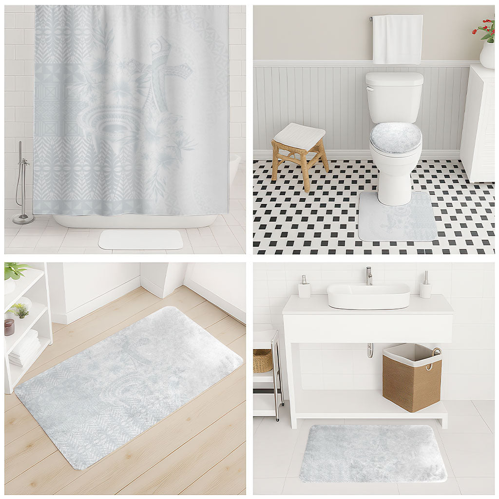Tonga Ngatu Kupesi White Sunday Fakame Bathroom Set Koe Otua Mo Tonga Ko Hoku Tofia LT7 - Polynesian Pride
