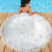 Tonga Ngatu Kupesi White Sunday Fakame Beach Blanket Koe Otua Mo Tonga Ko Hoku Tofia LT7 - Polynesian Pride