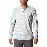 Tonga Ngatu Kupesi White Sunday Fakame Button Sweatshirt Koe Otua Mo Tonga Ko Hoku Tofia LT7 - Polynesian Pride