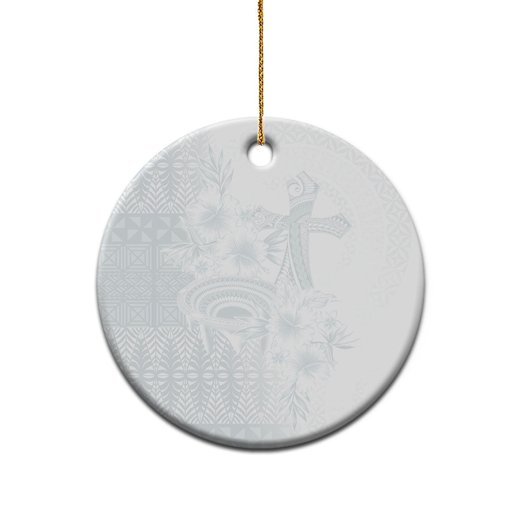 Tonga Ngatu Kupesi White Sunday Fakame Ceramic Ornament Koe Otua Mo Tonga Ko Hoku Tofia LT7 - Polynesian Pride