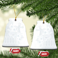 Tonga Ngatu Kupesi White Sunday Fakame Ceramic Ornament Koe Otua Mo Tonga Ko Hoku Tofia LT7 Bell Flake White - Polynesian Pride