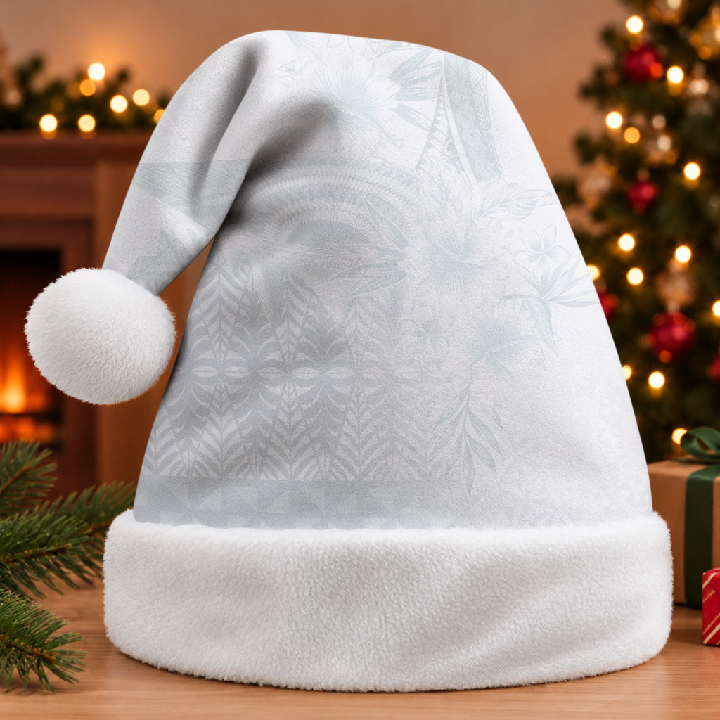 Tonga Ngatu Kupesi White Sunday Fakame Christmas Santa Hat Koe Otua Mo Tonga Ko Hoku Tofia LT7 Without Fur White - Polynesian Pride