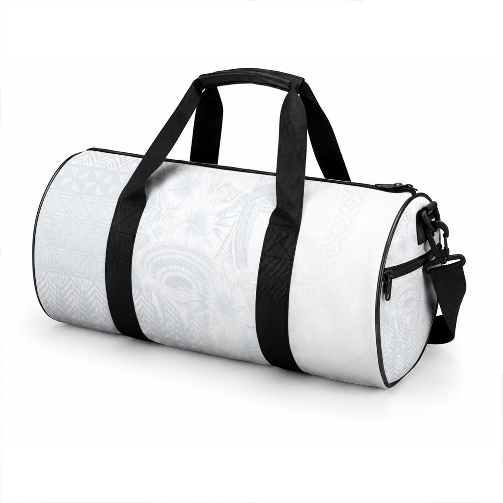 Tonga Ngatu Kupesi White Sunday Fakame Duffle Bag Koe Otua Mo Tonga Ko Hoku Tofia LT7 - Polynesian Pride