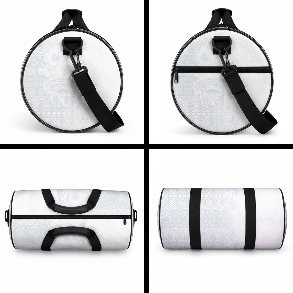 Tonga Ngatu Kupesi White Sunday Fakame Duffle Bag Koe Otua Mo Tonga Ko Hoku Tofia LT7 - Polynesian Pride