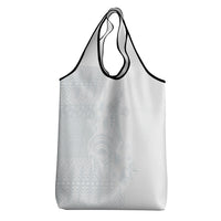 Tonga Ngatu Kupesi White Sunday Fakame Grocery Bag Koe Otua Mo Tonga Ko Hoku Tofia LT7 - Polynesian Pride