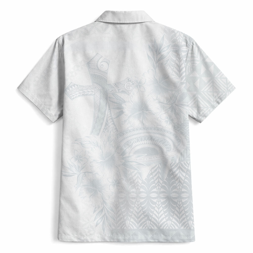 Tonga Ngatu Kupesi White Sunday Fakame Hawaiian Shirt Koe Otua Mo Tonga Ko Hoku Tofia LT7 - Polynesian Pride