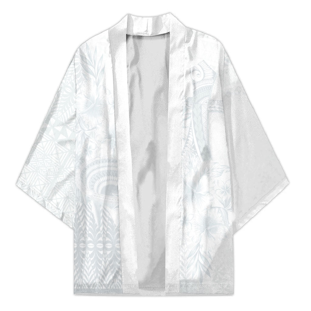 Tonga Ngatu Kupesi White Sunday Fakame Kimono Koe Otua Mo Tonga Ko Hoku Tofia LT7 Unisex White - Polynesian Pride