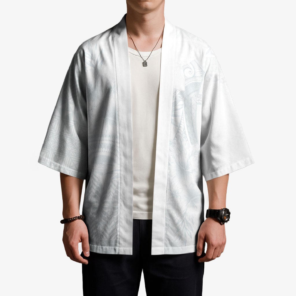 Tonga Ngatu Kupesi White Sunday Fakame Kimono Koe Otua Mo Tonga Ko Hoku Tofia LT7 - Polynesian Pride