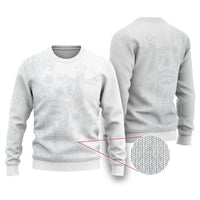 Tonga Ngatu Kupesi White Sunday Fakame Ugly Christmas Sweater Koe Otua Mo Tonga Ko Hoku Tofia LT7 White - Polynesian Pride