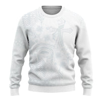 Tonga Ngatu Kupesi White Sunday Fakame Ugly Christmas Sweater Koe Otua Mo Tonga Ko Hoku Tofia LT7 - Polynesian Pride