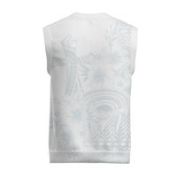 Tonga Ngatu Kupesi White Sunday Fakame Christmas Knitted V-Neck Vest Koe Otua Mo Tonga Ko Hoku Tofia LT7 - Polynesian Pride