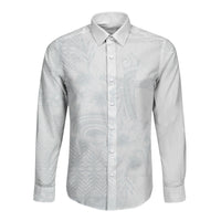 Tonga Ngatu Kupesi White Sunday Fakame Long Sleeve Button Shirt Koe Otua Mo Tonga Ko Hoku Tofia LT7 Unisex White - Polynesian Pride