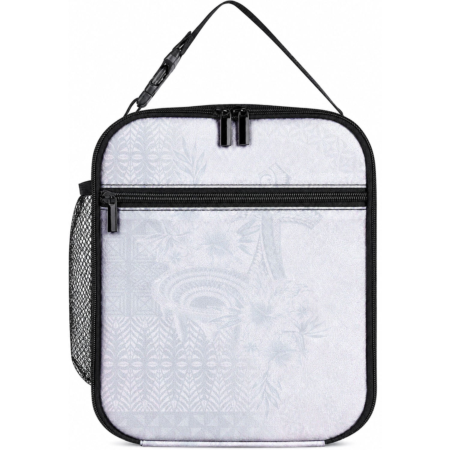 Tonga Ngatu Kupesi White Sunday Fakame Lunch Bag Koe Otua Mo Tonga Ko Hoku Tofia LT7 10.2 × 8.3 × 4.3 inch White - Polynesian Pride
