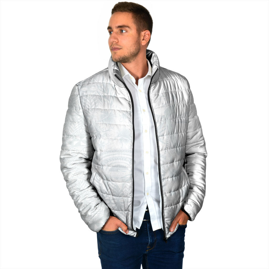 Tonga Ngatu Kupesi White Sunday Fakame Padded Jacket Koe Otua Mo Tonga Ko Hoku Tofia LT7 - Polynesian Pride