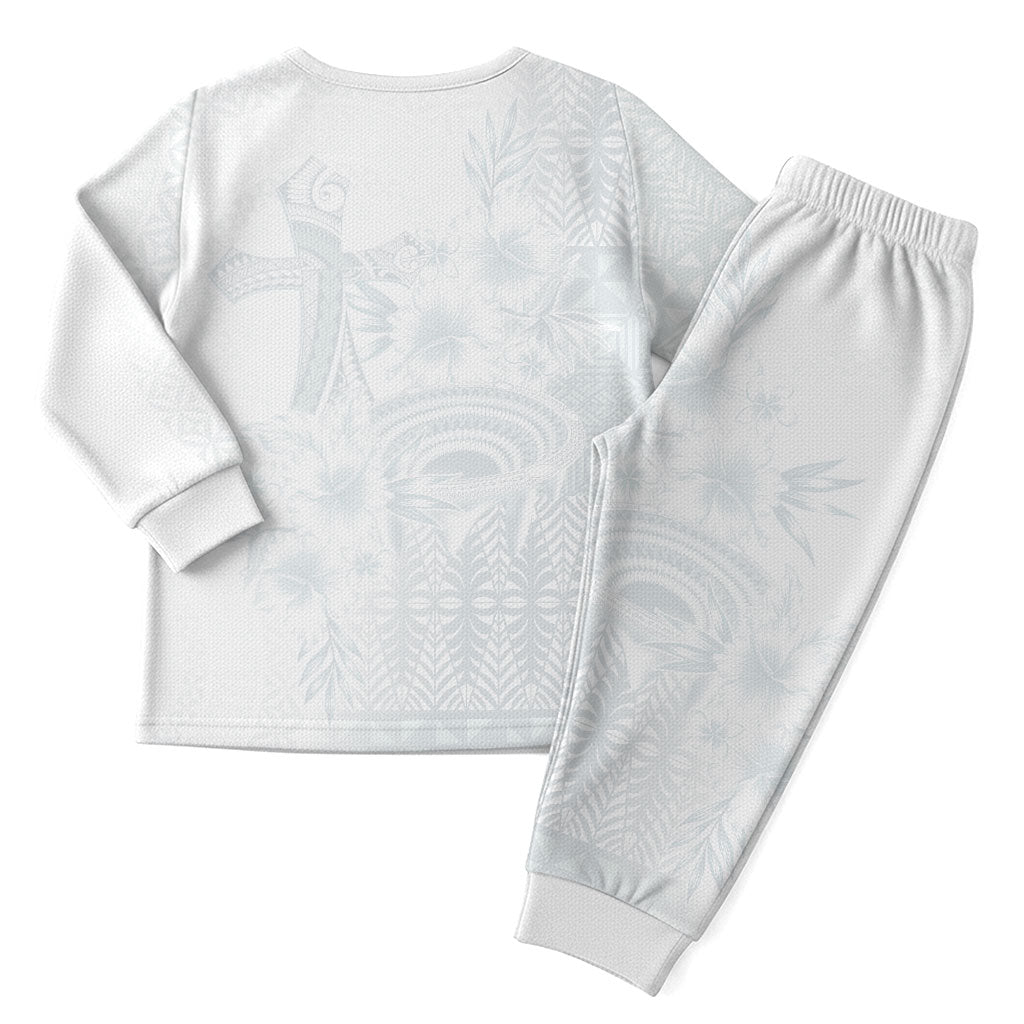 Tonga Ngatu Kupesi White Sunday Fakame Christmas Pajama Set Koe Otua Mo Tonga Ko Hoku Tofia LT7 - Polynesian Pride
