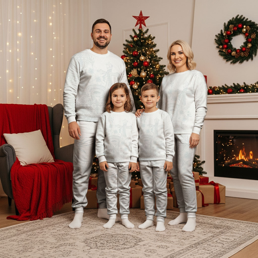 Tonga Ngatu Kupesi White Sunday Fakame Christmas Pajama Set Koe Otua Mo Tonga Ko Hoku Tofia LT7 - Polynesian Pride