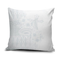 Tonga Ngatu Kupesi White Sunday Fakame Pillow Cover Koe Otua Mo Tonga Ko Hoku Tofia LT7 White - Polynesian Pride