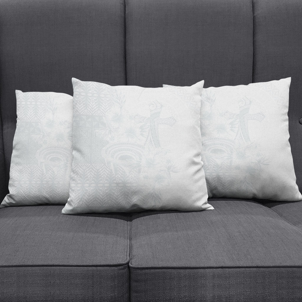 Tonga Ngatu Kupesi White Sunday Fakame Pillow Cover Koe Otua Mo Tonga Ko Hoku Tofia LT7 - Polynesian Pride