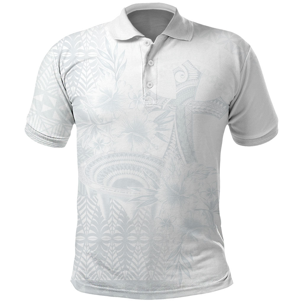 Tonga Ngatu Kupesi White Sunday Fakame Polo Shirt Koe Otua Mo Tonga Ko Hoku Tofia
