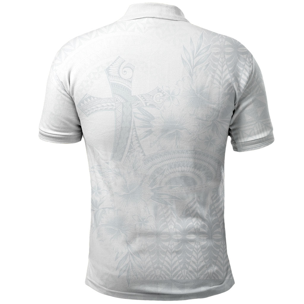 Tonga Ngatu Kupesi White Sunday Fakame Polo Shirt Koe Otua Mo Tonga Ko Hoku Tofia