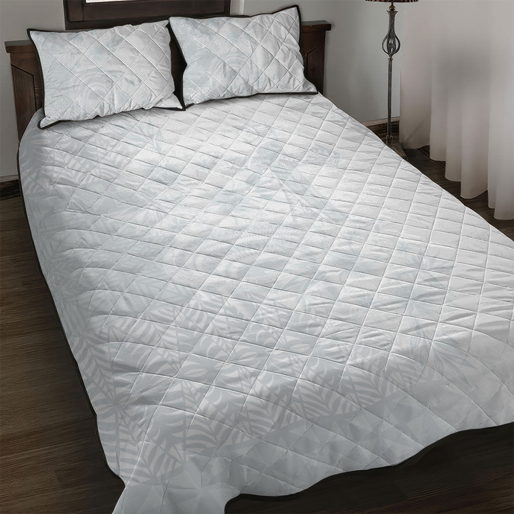 Tonga Ngatu Kupesi White Sunday Fakame Quilt Bed Set Koe Otua Mo Tonga Ko Hoku Tofia LT7 White - Polynesian Pride