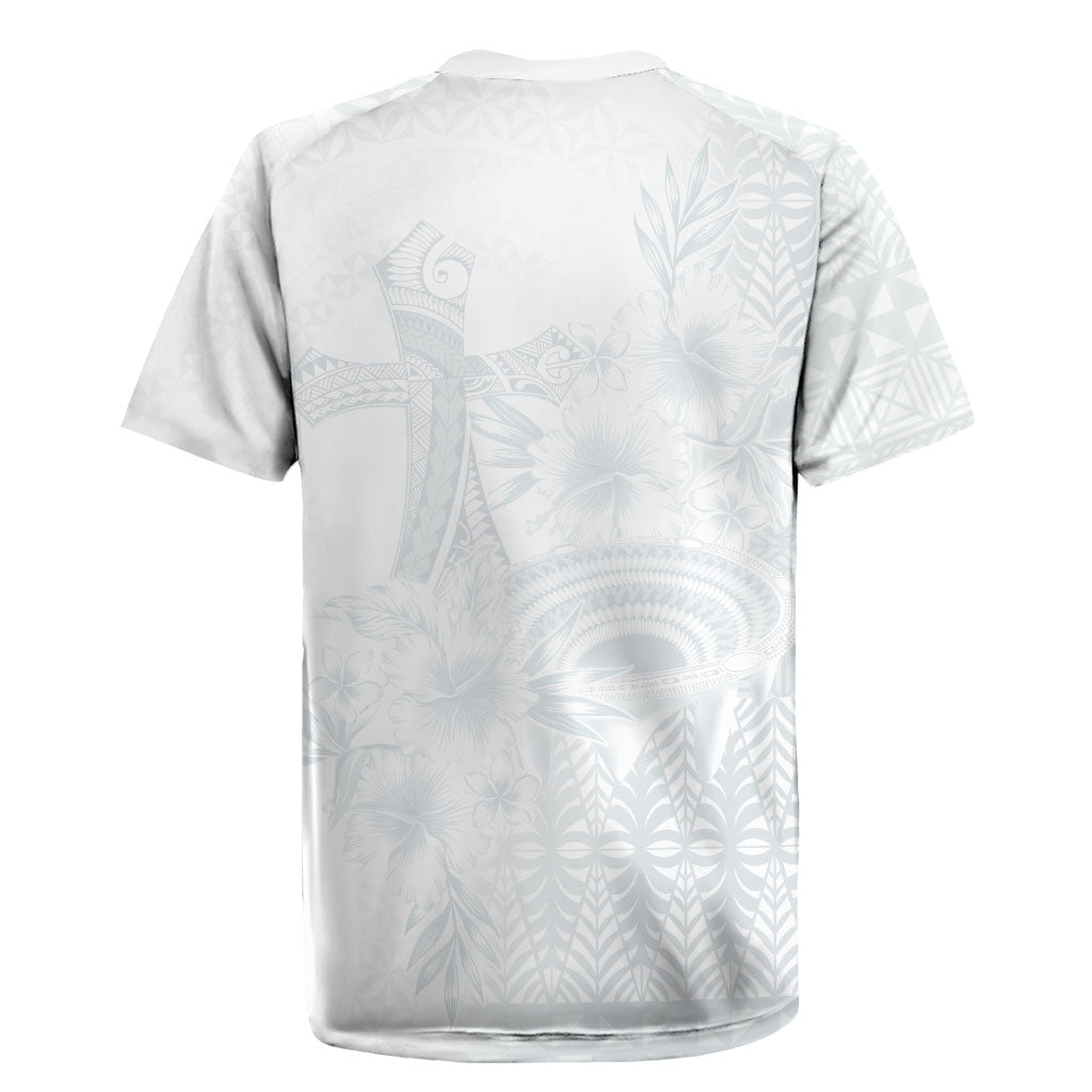 Tonga Ngatu Kupesi White Sunday Fakame Rugby Jersey Koe Otua Mo Tonga Ko Hoku Tofia LT7 - Polynesian Pride