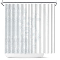 Tonga Ngatu Kupesi White Sunday Fakame Shower Curtain Koe Otua Mo Tonga Ko Hoku Tofia LT7 White - Polynesian Pride