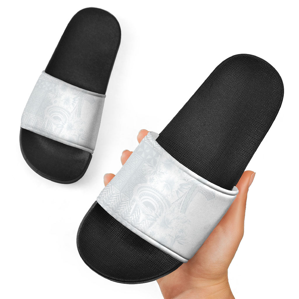 Tonga Ngatu Kupesi White Sunday Fakame Slide Sandals Koe Otua Mo Tonga Ko Hoku Tofia LT7 - Polynesian Pride