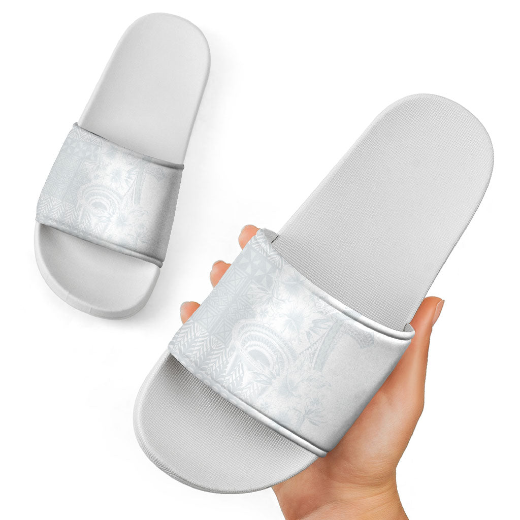 Tonga Ngatu Kupesi White Sunday Fakame Slide Sandals Koe Otua Mo Tonga Ko Hoku Tofia LT7 - Polynesian Pride