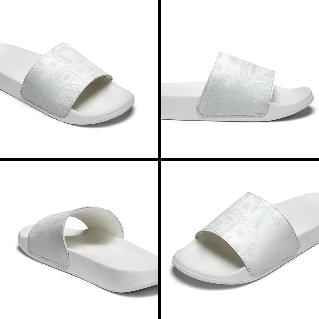 Tonga Ngatu Kupesi White Sunday Fakame Slide Sandals Koe Otua Mo Tonga Ko Hoku Tofia LT7 - Polynesian Pride
