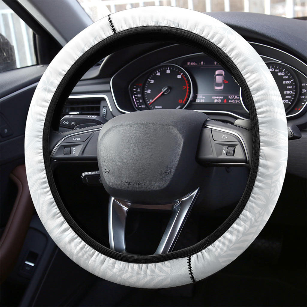 Tonga Ngatu Kupesi White Sunday Fakame Steering Wheel Cover Koe Otua Mo Tonga Ko Hoku Tofia LT7 - Polynesian Pride