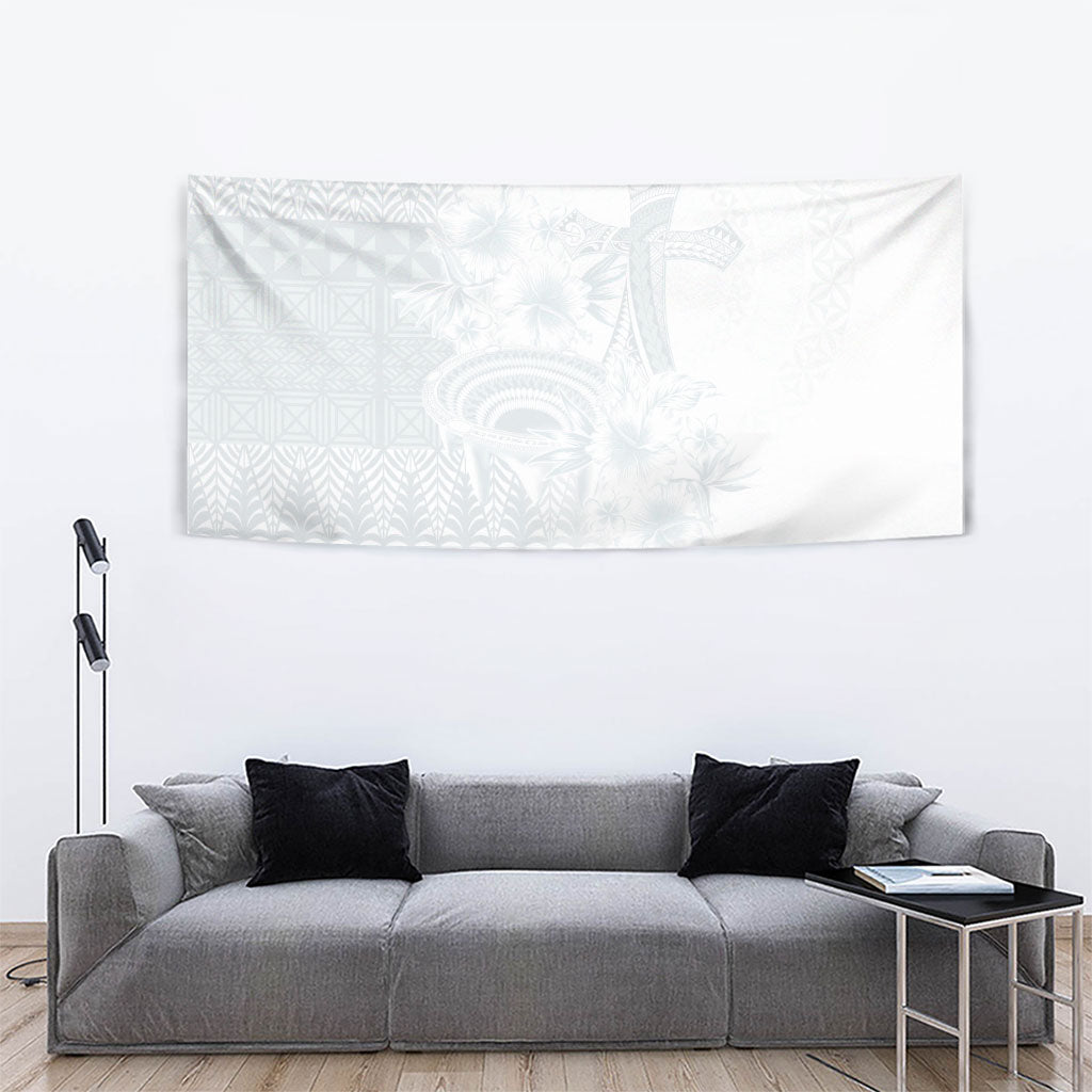 Tonga Ngatu Kupesi White Sunday Fakame Tapestry Koe Otua Mo Tonga Ko Hoku Tofia LT7 - Polynesian Pride