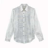 Tonga Ngatu Kupesi White Sunday Fakame Women Casual Shirt Koe Otua Mo Tonga Ko Hoku Tofia LT7 - Polynesian Pride