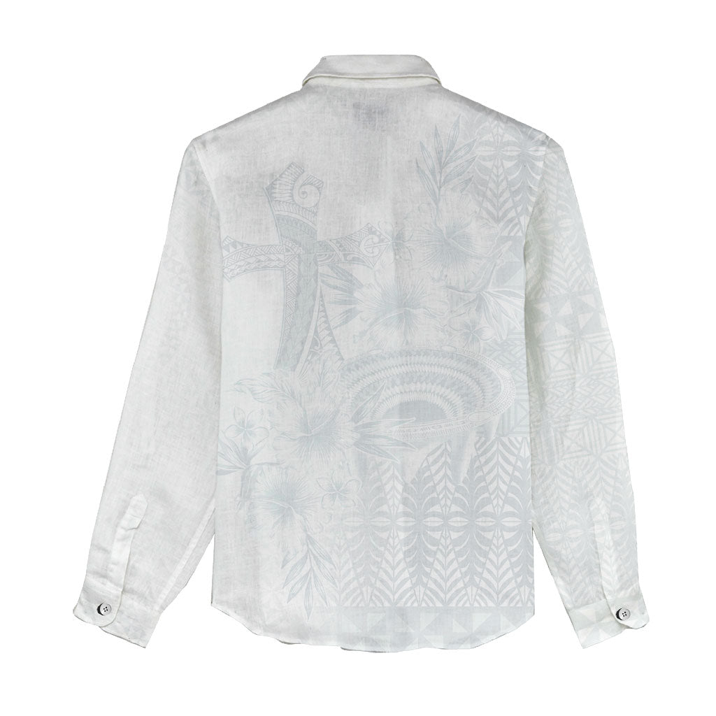 Tonga Ngatu Kupesi White Sunday Fakame Women Casual Shirt Koe Otua Mo Tonga Ko Hoku Tofia LT7 - Polynesian Pride
