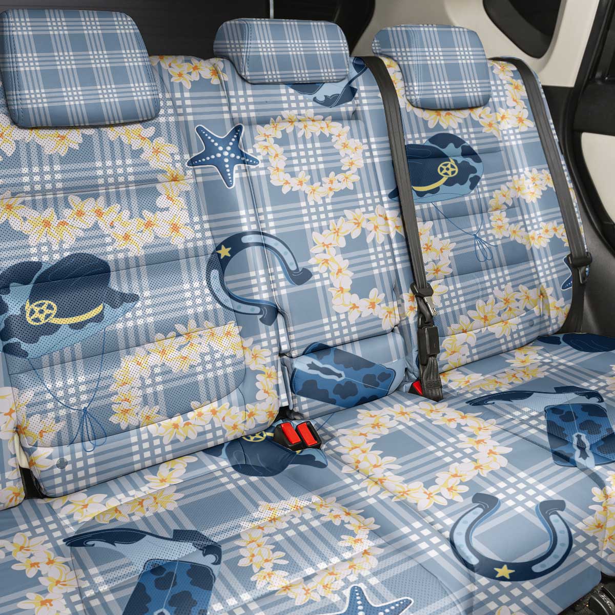 Aloha Hawaii Paniolo Jeans Palaka Back Car Seat Cover Coastal Rodeo - Polynesian Pride