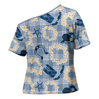 Aloha Hawaii Paniolo Jeans Palaka Cross Shoulder Shirt Coastal Rodeo - Polynesian Pride
