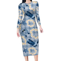 Aloha Hawaii Paniolo Jeans Palaka Family Matching Long Sleeve Bodycon Dress and Hawaiian Shirt Coastal Rodeo - Polynesian Pride