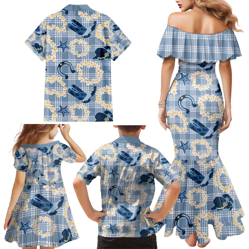 Aloha Hawaii Paniolo Jeans Palaka Family Matching Mermaid Dress and Hawaiian Shirt Coastal Rodeo - Polynesian Pride