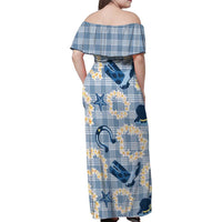 Aloha Hawaii Paniolo Jeans Palaka Family Matching Off Shoulder Maxi Dress and Hawaiian Shirt Coastal Rodeo - Polynesian Pride