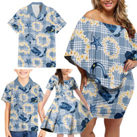 Aloha Hawaii Paniolo Jeans Palaka Family Matching Off Shoulder Short Dress and Hawaiian Shirt Coastal Rodeo - Polynesian Pride