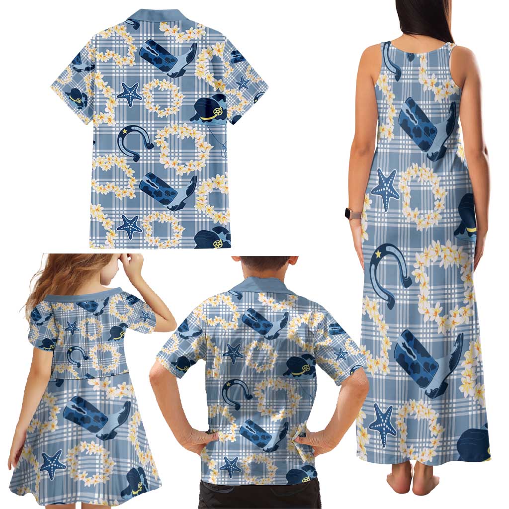 Aloha Hawaii Paniolo Jeans Palaka Family Matching Tank Maxi Dress and Hawaiian Shirt Coastal Rodeo - Polynesian Pride